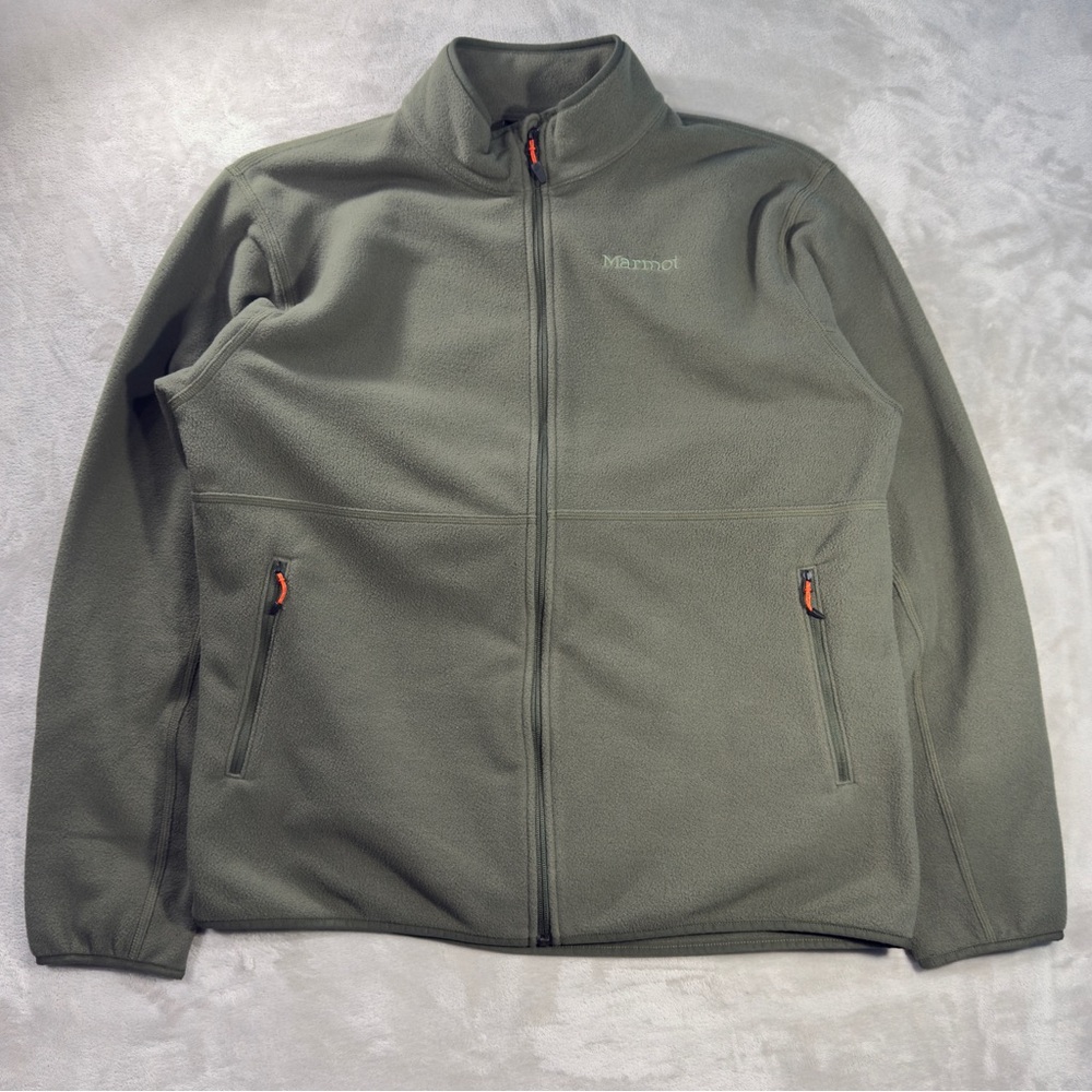 Marmot Full Zip Up Sweater Fleece Jacket Men's Sz XL Green Hiking Pockets